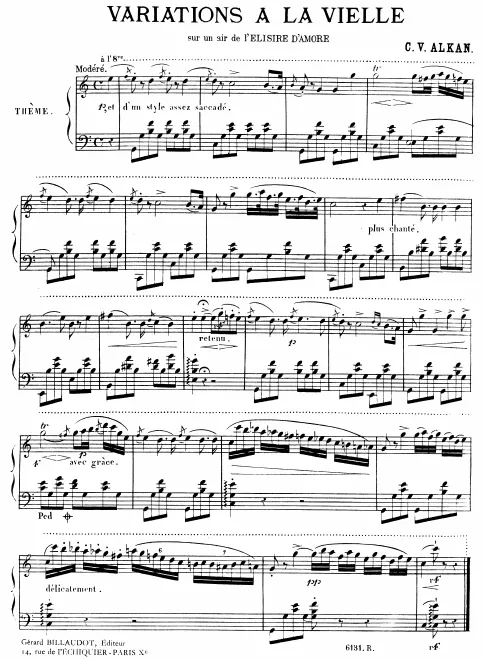 First page of Variations à la vielle sur un air de l'Elisire d'amore [Donizetti]