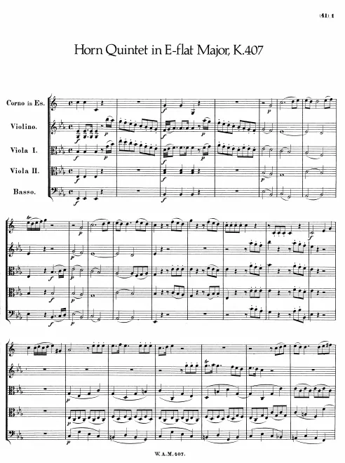 First page of Horn Quintet