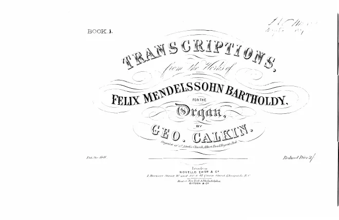 First page of Transcriptions for the Organ