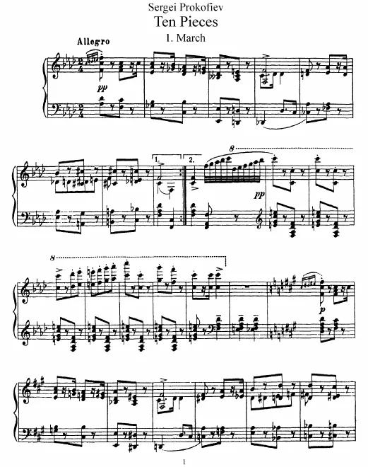 First page of 10 Pieces for Piano