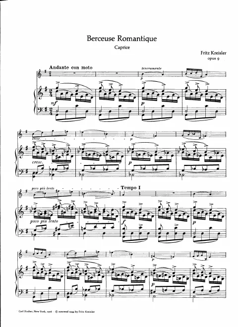 First page of Berceuse Romantique, Op.9