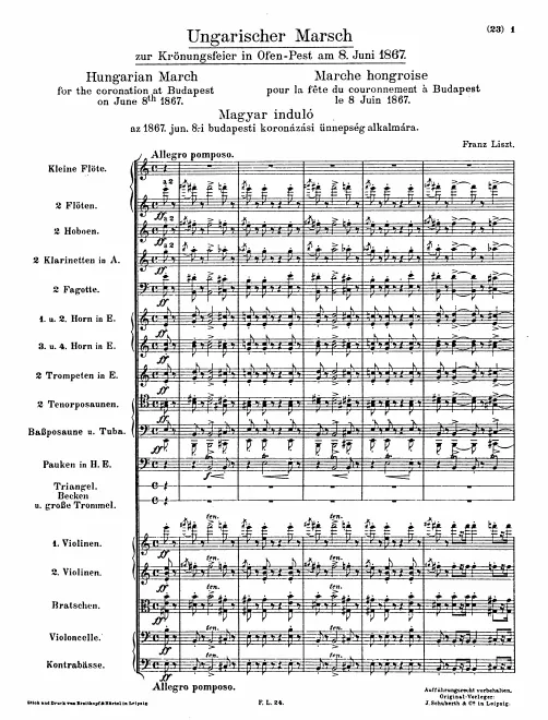 First page of Ungarischer Marsch zur Krönungsfeier in Ofen-Pest am 8. Juni 1867