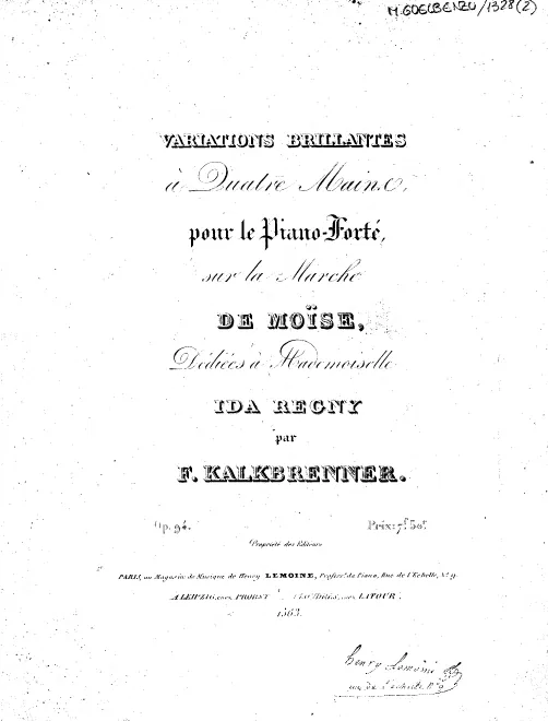First page of Variations brillantes sur la marche de 'Moïse'