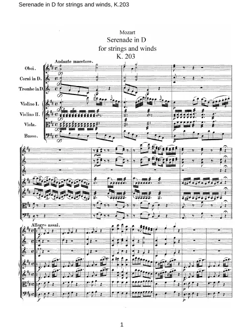 First page of Serenade