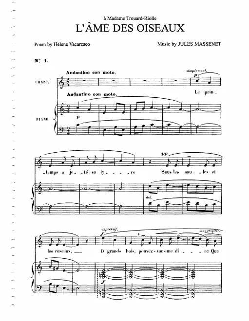 First page of L'âme des oiseaux