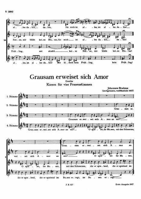 First page of Grausam erweiset sich Amor, WoO 24