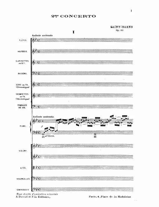 First page of Deuxième Concerto pour Piano et Orchestre