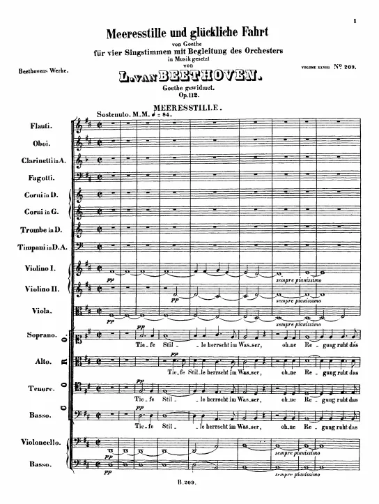First page of Meerestille und gluckliche Fahrt