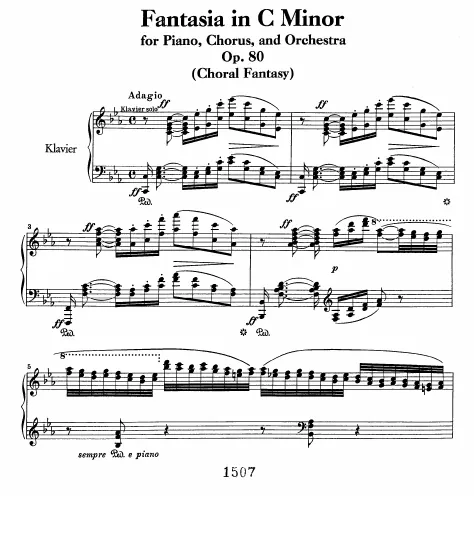 First page of Fantasia for Piano, Chorus and Orchestra
