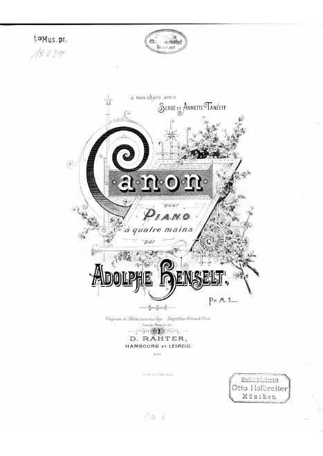 First page of Canon pour piano à quatre mains