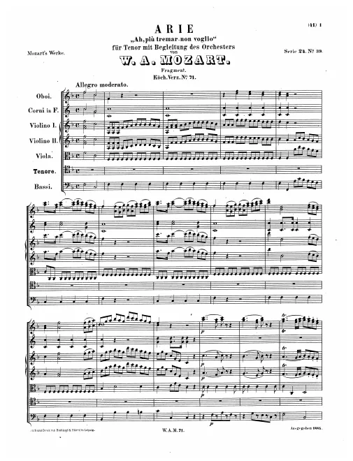 First page of Ah, più tremar non voglio