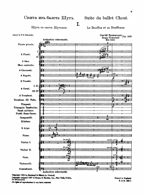 First page of Chout Suite, Op.21bis