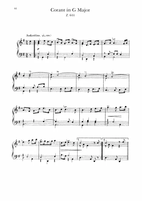 First page of Corant in G major