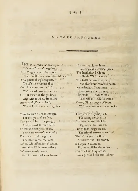 First page of Maggie's Tocher