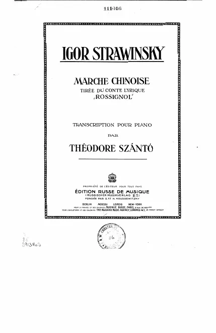 First page of Chant du Rossignol