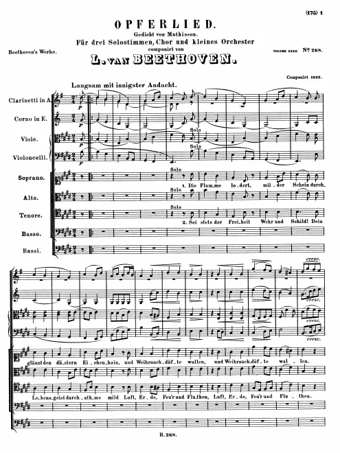 First page of Opferlied, Op.121b