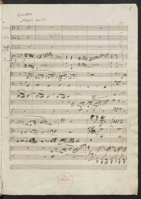 First page of Piano Quartet in D minor