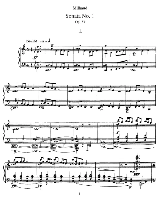 First page of Piano Sonata No.1, Op.33