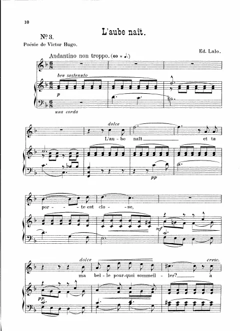 First page of Six mélodies avec accompagnement de piano