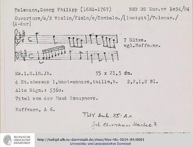 First page of Ouverture-Suite in A major