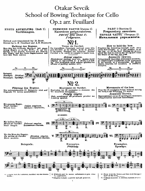 First page of School of Bowing Technique Op.2 for Cello
