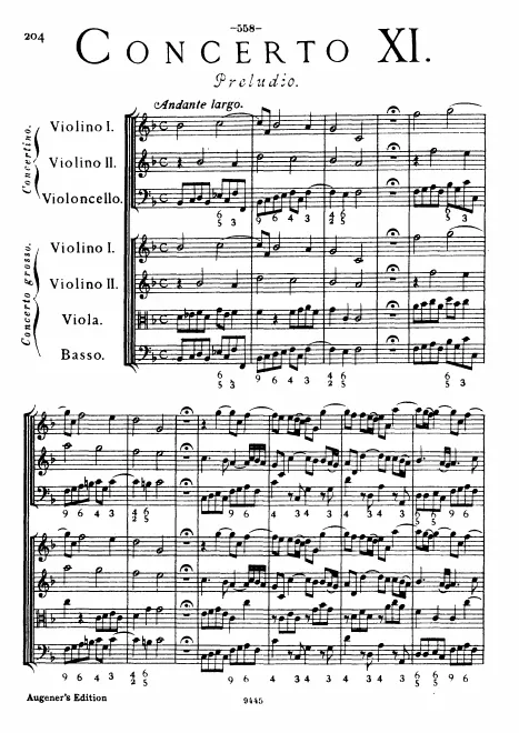 First page of Concerto grosso in B-flat major