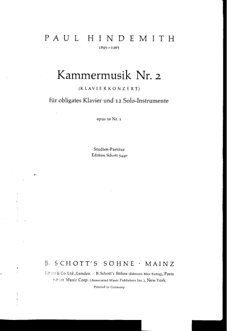 First page of Kammermusik No.2