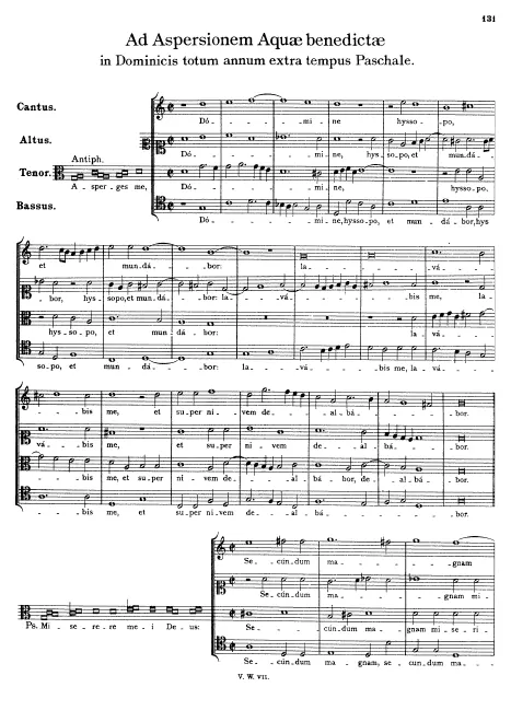 First page of Asperges me, Domine