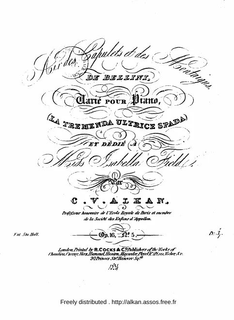 First page of Variations sur un thème de Bellini 'La tremenda ultrice spada' de >I Capuleti e i Montecci< in G