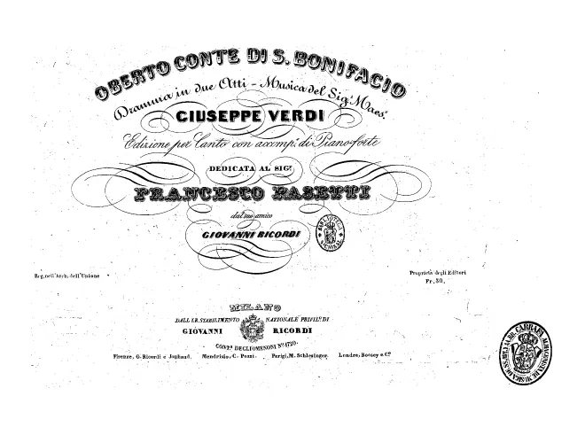 First page of Oberto, Conte di San Bonifacio