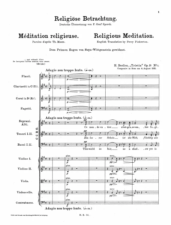 First page of Méditation religieuse