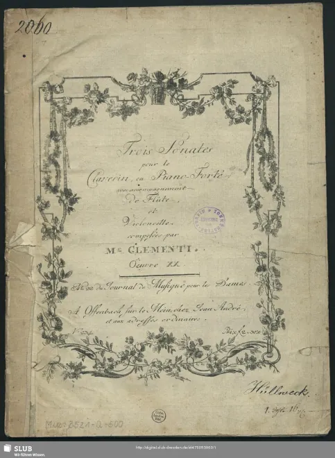 First page of 3 Sonatas for Piano, Flute, and Cello