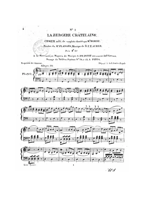 First page of La bergère châtelaine