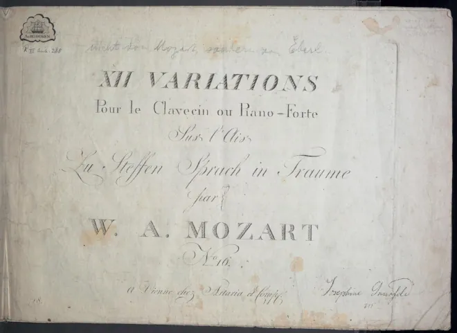 First page of 10 Variations on 'Zu Steffen sprach im Traume', K.Anh.C 26.05