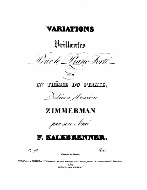 First page of Variations brillantes sur 'Il pirata'