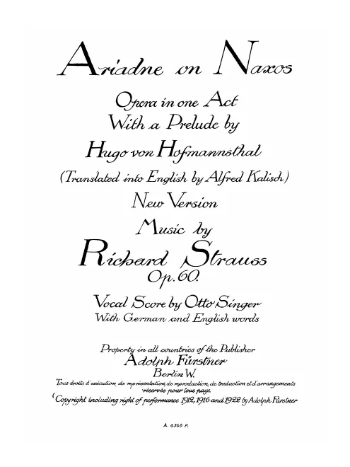 First page of Ariadne auf Naxos