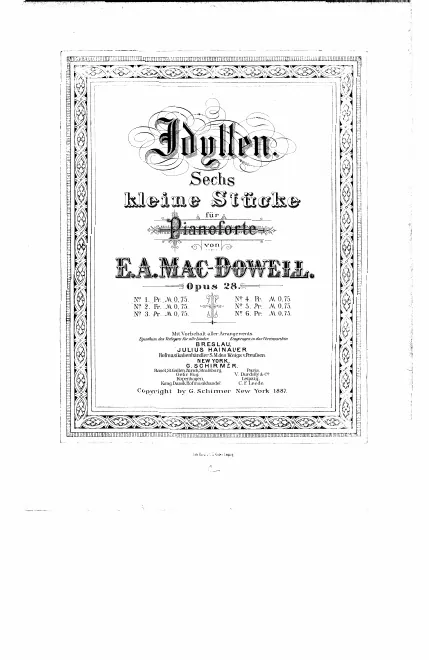 First page of 6 Idyls after Goethe