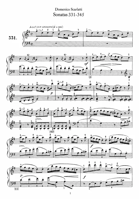 First page of Keyboard Sonata in G major
