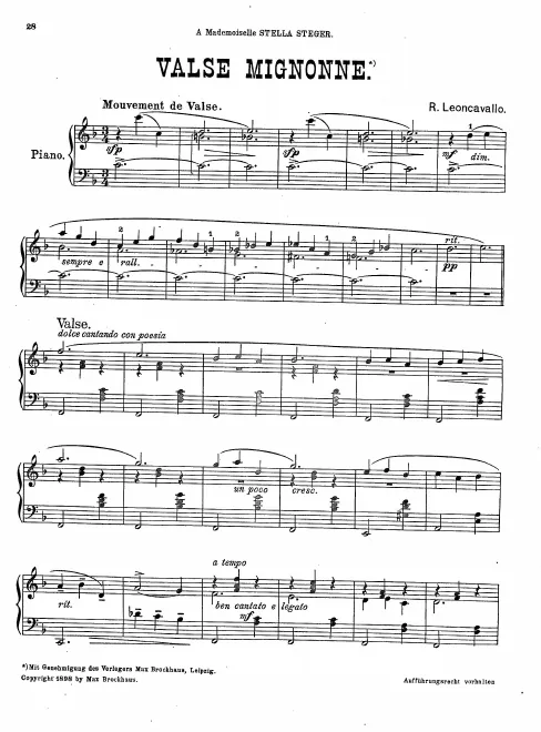 First page of Valse mignonne