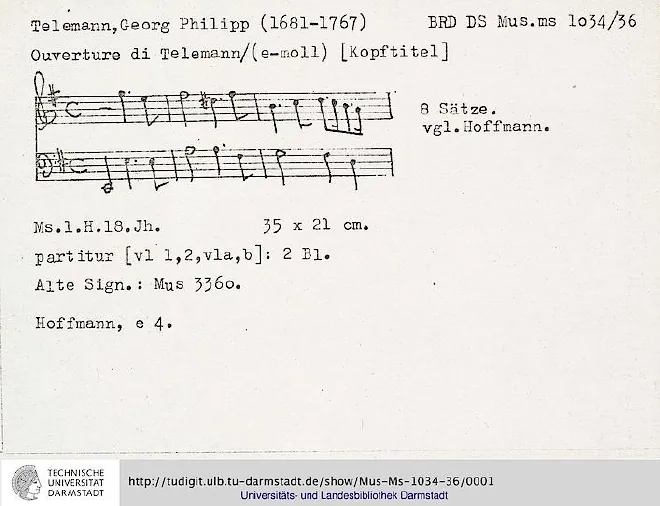 First page of Ouverture-Suite in E minor
