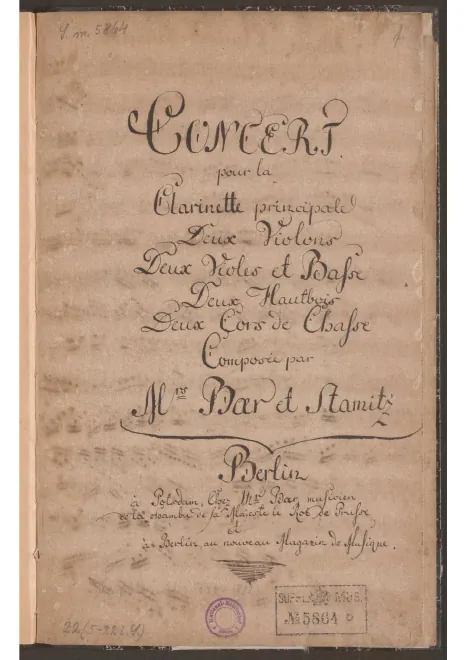 First page of Clarinet Concerto No.6 in E-flat major