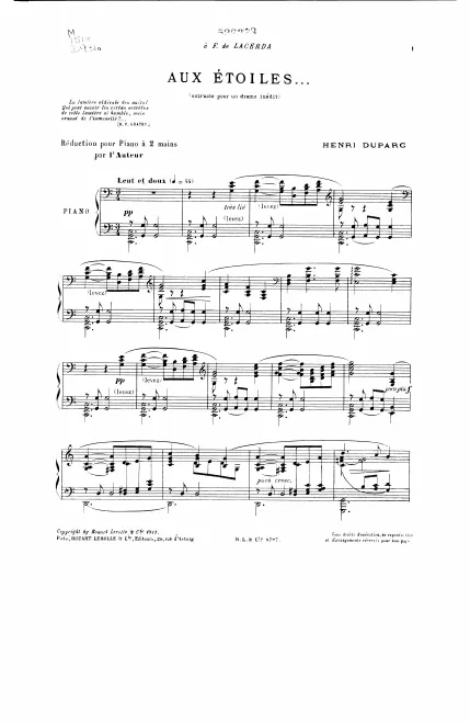 First page of Aux étoiles