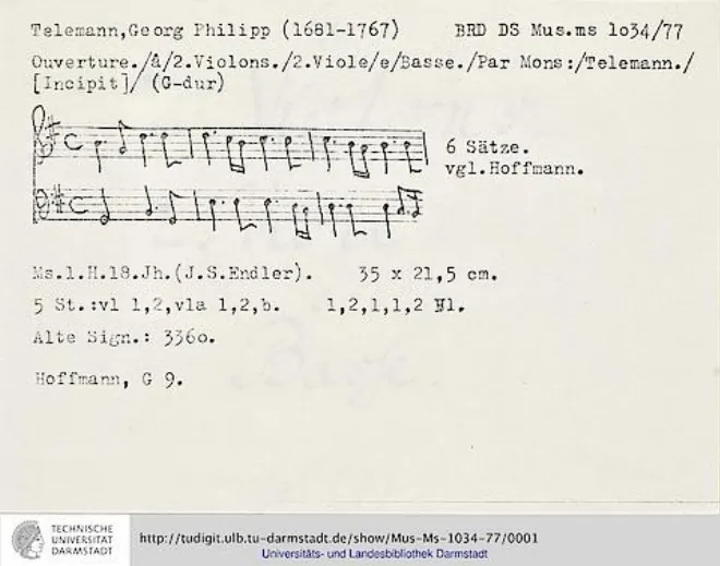 First page of Ouverture-Suite in G major