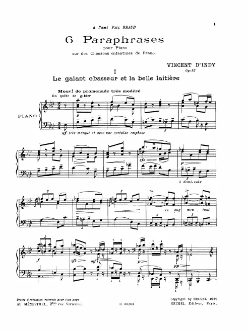 First page of 6 Paraphrases sur des chansons enfantines de France, Op.95