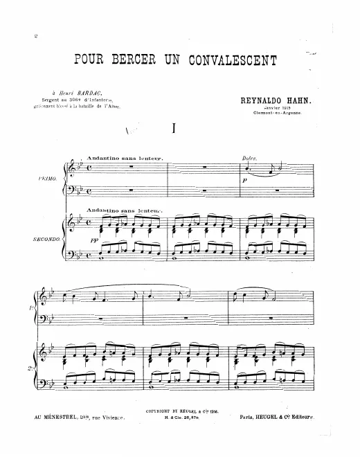 First page of Pour bercer un convalescent