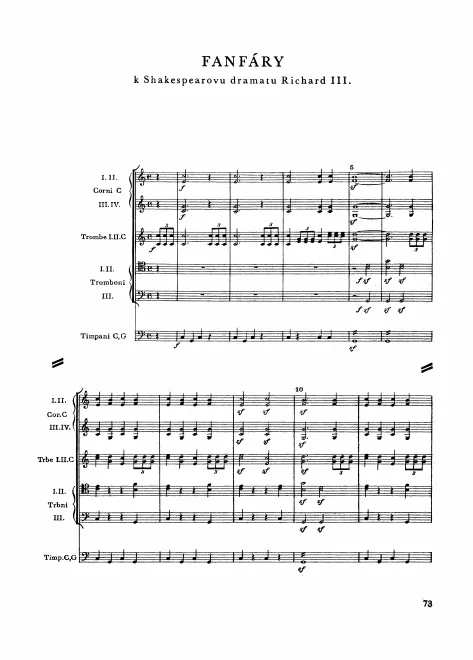 First page of Fanfares for Shakespeare's Richard III