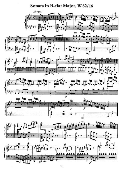 First page of Keyboard Sonata in B major