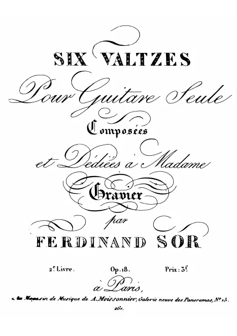 First page of Six Valtzes pour guitare seule 2e livre
