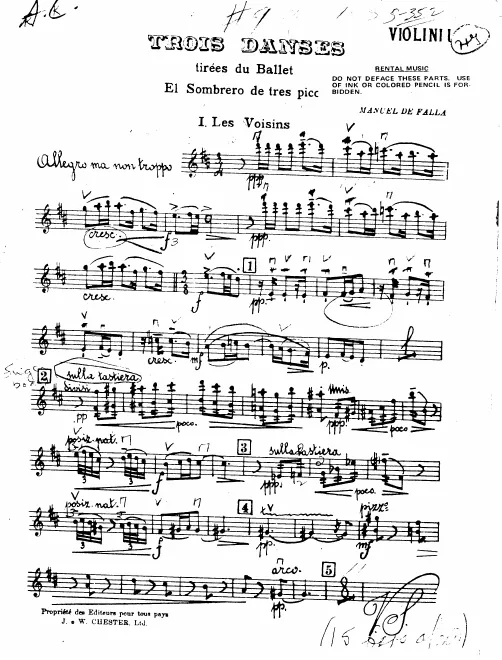First page of El Sombrero des Tres Picos: Suite No.2