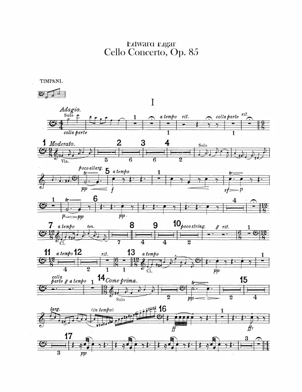 First page of Cello Concerto in E minor